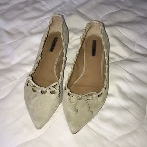 Suede pointed toe flats